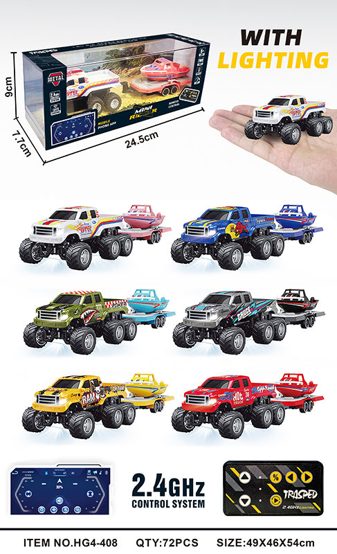 1/64 R/C Truck with boat with APP control - Ford 6-wheeler HG4-408