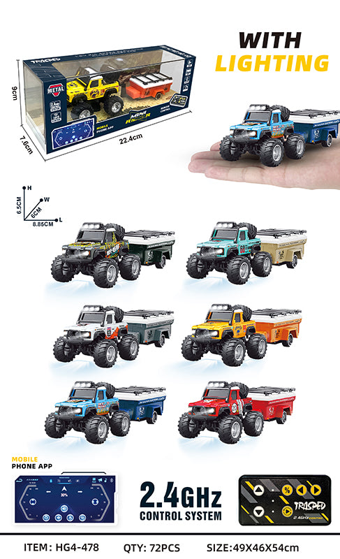 1/64 R/C Jeep with trailer with APP control HG4-478