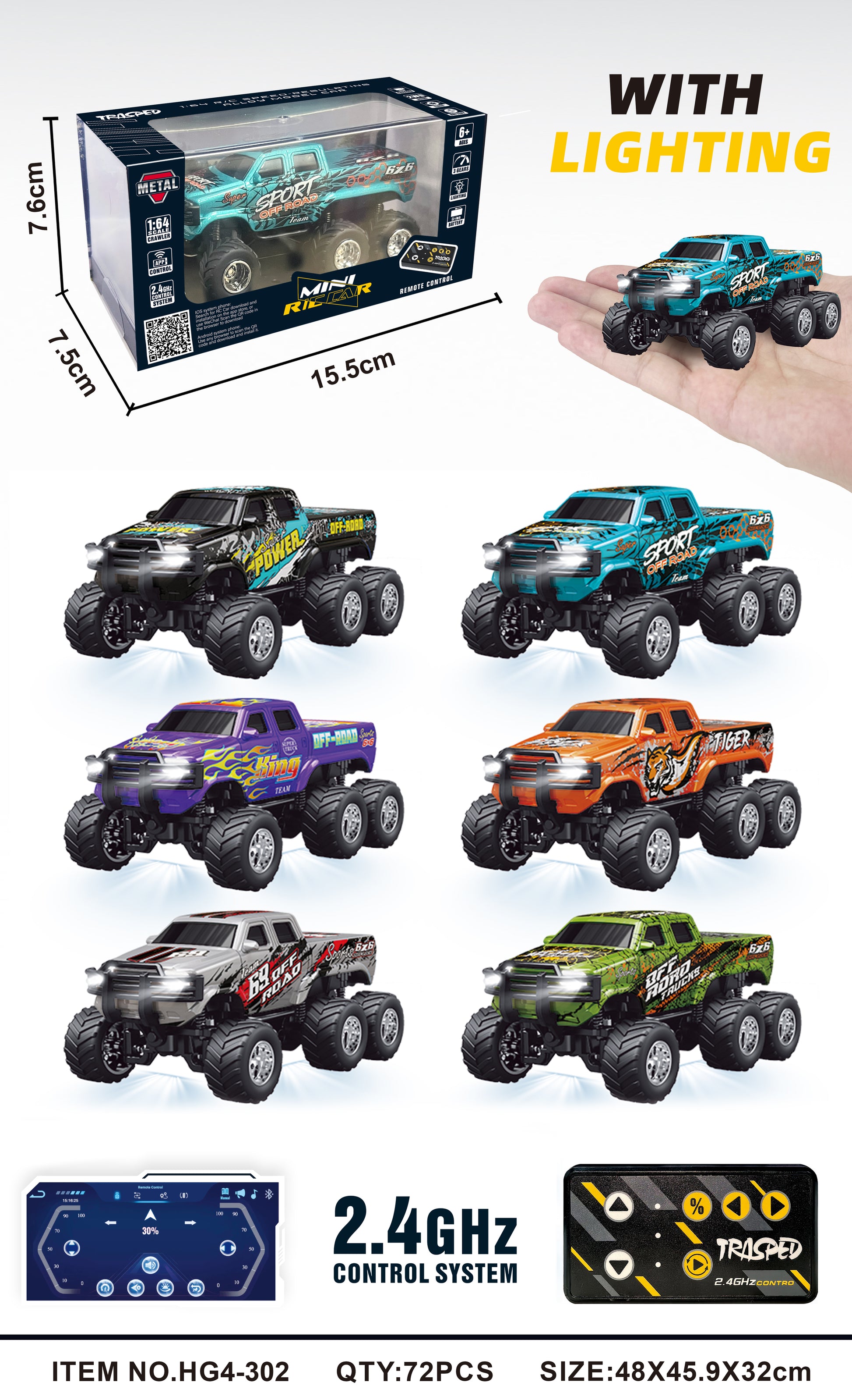 1:64 R/C Six-wheel Chevrolet With APP control HG4-302