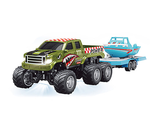 1/64 R/C Truck with boat with APP control - Ford 6-wheeler HG4-408
