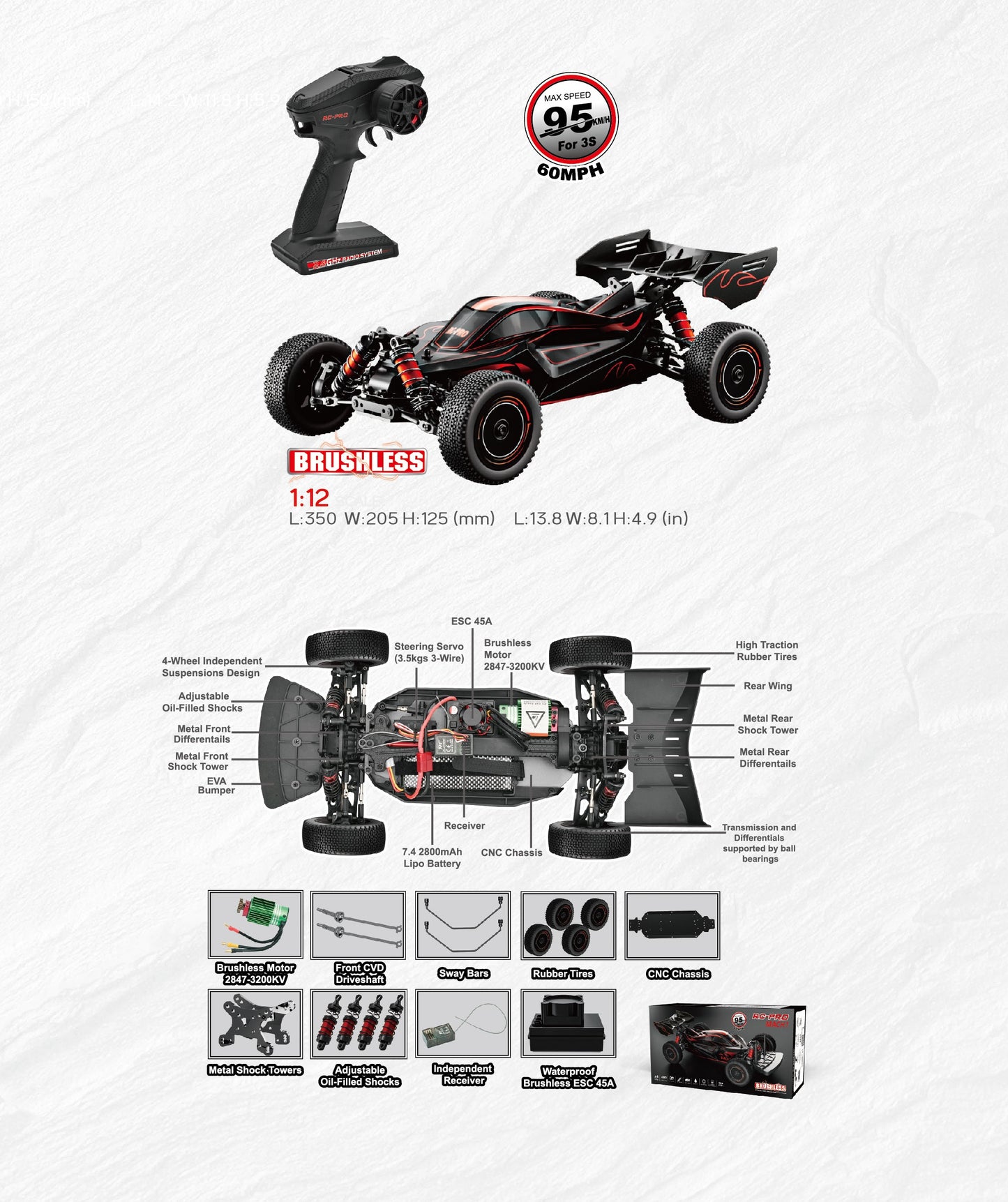 MACH1 – 1/12 RC buggy truck brushless MACH-1