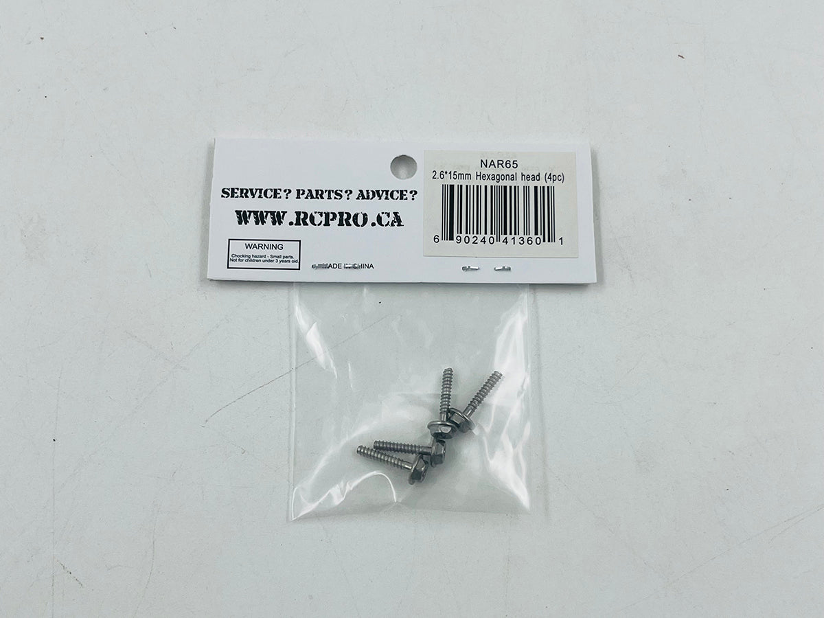 NARLY 2.6*15mm Hexagonal head (4pc) NAR65